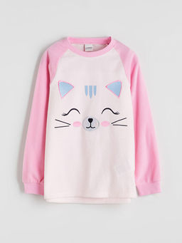 Bisiklet Yaka Polar K?z ?ocuk Pijama Tak?m?