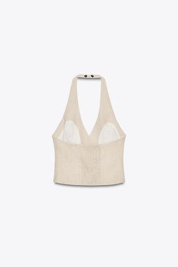 LINEN BLEND HALTER TOP - Zara фото 6