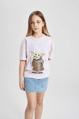 Футболка с круглым вырезом и короткими рукавами для девочек Звездные войны-Мандалорец - Defacto фото 4