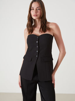 Straplez Yaka Kad?n Klasik Yelek