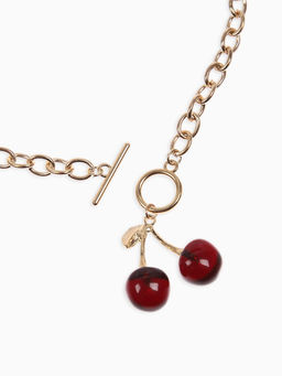 Цена за 2 шт. Кулон-цепь крупная "Вишня", цвет красный в золоте 40+удл