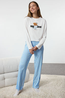 Kad?n Couple/Cift Ekru %100 Pamuklu Cizgili Ay?c?kl? Orme Pijama Tak?m? THMAW25PT00171 - Trendyolmilla фото 15