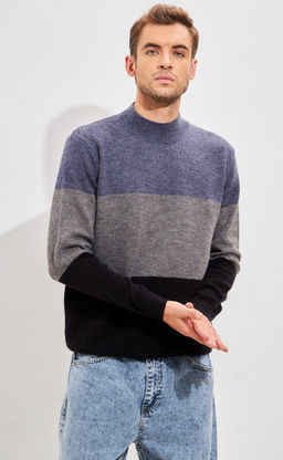 Джемпер мужской в полоску F321-15302 синий