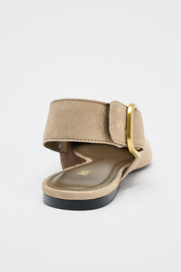 SPLIT SUEDE SLINGBACK SHOES WITH BUCKLE