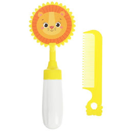 Расчёска детская, щётка для волос в наборе с погремушкой «Львёнок»