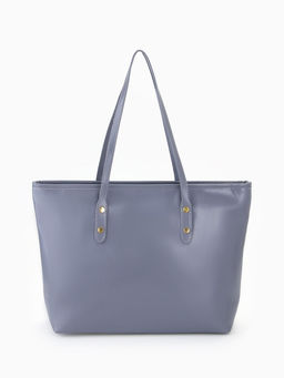 Сумка-шопер женская на молнии, размер 30.5×12×27 см, однотонная, серая