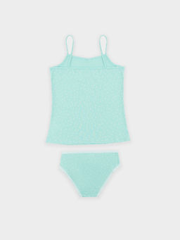 Комплект для девочек (майка, трусы) голубой в белые снежинки - Mark formelle фото 2