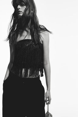 Sequin-fringed bandeau top