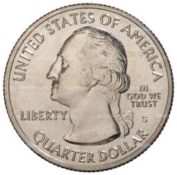 Монета 25 центов 2019 года S США Национальные парки №46 Национальный исторический парк Лоуэлл