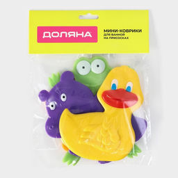 Коврики для ванной на присосках Доляна Зоопарк, 4 шт, детские, 1114 см  фото 7