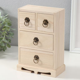 Шкатулка для росписи дерево «Комод 4 ящика», для творчества, декора, 22×15×8.2 см