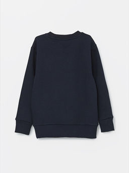 Bisiklet Yaka Bask?l? Uzun Kollu Erkek ?ocuk Sweatshirt