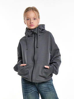 Толстовка на молнии с капюшоном 22-7653 графит