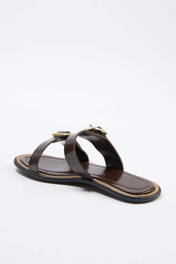 Koyu Kahverengi Cift Bant Detayl? Kad?n Terlik TAKSS26TE00029