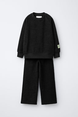 SWEATSHIRT AND WIDE-LEG TROUSERS SET WITH LABEL TEXTURE