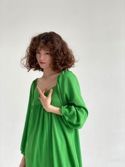 Платье-миди с пышными рукавами салатовое - Martichelli фото 4