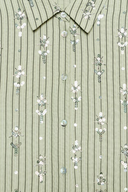 CAMISA RAYAS LENTEJUELAS / Verde medio - Zara фото 7