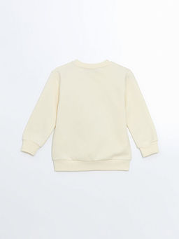 Bisiklet Yaka Bask?l? K?z Bebek Sweatshirt