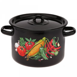 Кукуруза Набор эмалированных кастрюль 3 предмета: 1,5л, д16см, h10см, 2,9л, д20см, h13см, 4,5л, д22см, h14см, цилиндрическая форма, металлическая крышка, черный (Россия) - Домашняя мода фото 2