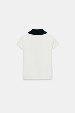 TOP CUELLO POLO TEXTURA / Crudo / Marino - Zara фото 6