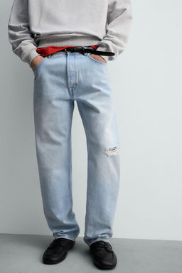 RIPPED STRAIGHT-LEG JEANS - Zara фото 14