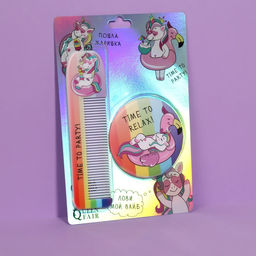 Набор Единорог, 2 предмета: зеркало, расчёска