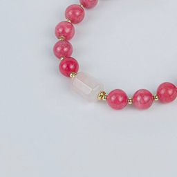 Браслет из Родонита и Розового кварца 18 см +