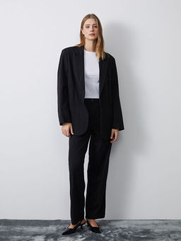 Loose Fit ?izgili Kad?n Pantolon