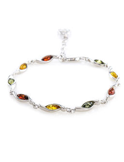 Браслет Лиана, украшенный вставками из натурального янтаря разных цветов