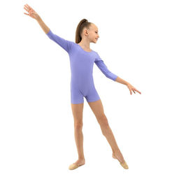 Купальник гимнастический Grace Dance, с шортами, с рукавом 3/4, р. 36, цвет сирень  фото 4
