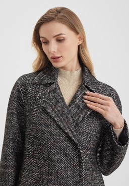 Пальто женское LA-301567-BL, 
черно-белая елочка