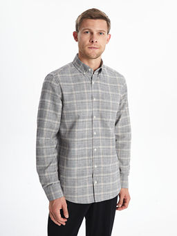 Regular Fit Uzun Kollu Ekose Gabardin Erkek G?mlek