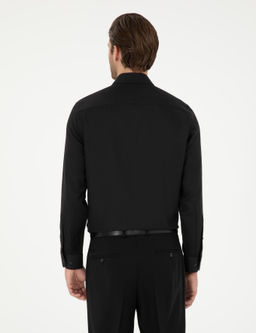 Рубашка Pierre Cardin Slim Fit черная с длинным рукавом
