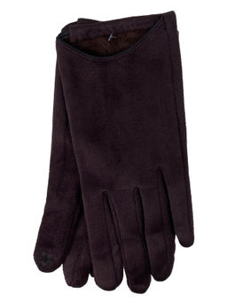 Элегантные женские перчатки из кожи и велюра, цвет шоколад - Greta фото 22