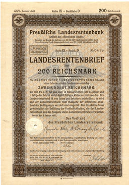 Облигация 4,5% 200 рейхсмарок 1937 года Германия