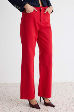 K_rm_z_ %100 Pamuk Y_ksek Bel Wide Leg Jeans TWOAW27JE00024 - Trendyolmilla фото 4