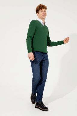 U. S. Polo Assn Мужской зеленый базовый трикотажный свитер с v-образным вырезом - U.s. polo assn фото 4