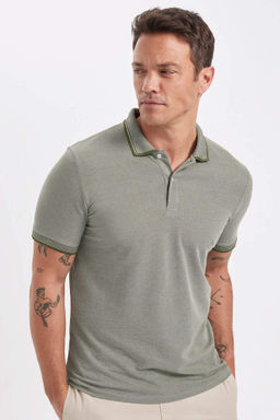 Slim Fit Dar Kesim K?sa Kollu Pamuklu Polo Tisort - Defacto фото 5