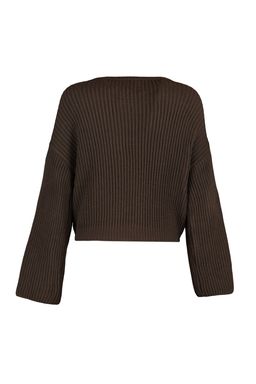 Kahverengi Crop Genis Kal?p Ispanyol Kol Triko Kazak TWOAW20KZ0743
