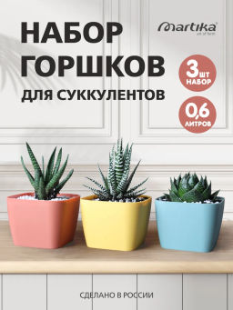 Горшок для суккулентов Фьюжн 0,6л набор 3 шт С378КОЛ
