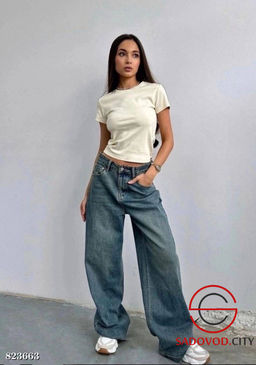 Джинсы трубы с высокой посадкой