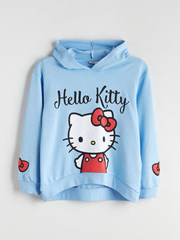 Kap??onlu Hello Kitty Bask?l? K?z ?ocuk Sweatshirt