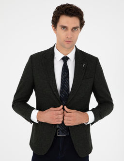 Темно-зеленая приталенная куртка из смесовой шерсти - Cacharel фото 3