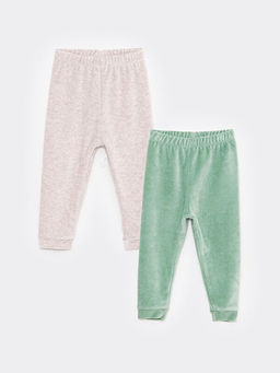 Beli Lastikli Basic K?z Bebek Kadife Pijama Alt 2li