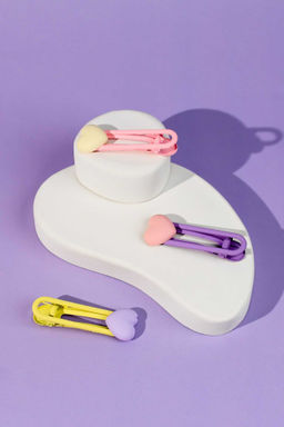 Набор заколок для волос зажим, арт. 71789 / 10 СЕРДЕЧКИ (в наборе: 3шт., 5,9 см, черный металл, по