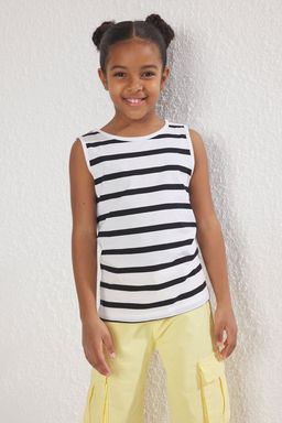 Siyah-Beyaz 2li K?z Cocuk %100 Pamuk OVersize/Genis Kal?p K?sa Kol Orme T-Shirt TKDSS25TS00015 - Trendyolmilla фото 4