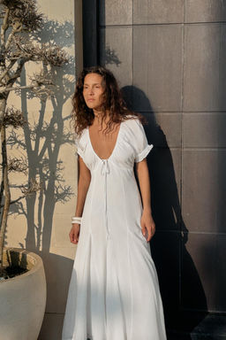 VESTIDO MIDI GASA GODETS / Blanco - Zara фото 3