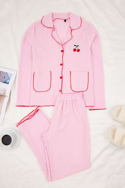 Pembe Kiraz Nak?sl? Cepli Baby Overloklu Burumcuk Dokulu Orme Pijama Tak?m? THMSS26PT00018 - Trendyolmilla фото 13