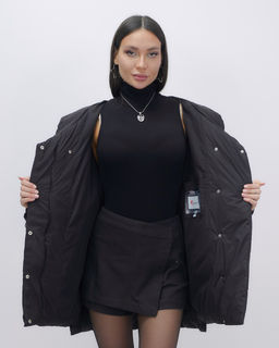 Куртка зимняя женская с большим капюшоном модная черного цвета 7739Ch - Visdeer фото 10