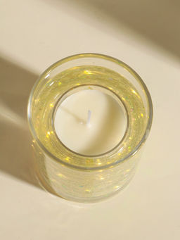 Свеча интерьерная в стакане с LED-подсветкой "Перламутровые сердечки" 8х8х9 см